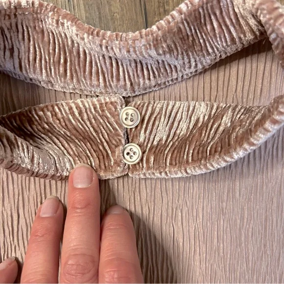 Eloquii Blush Velvet Textured Bell Flare Sleeve Mini Dress - Picture 9 of 13